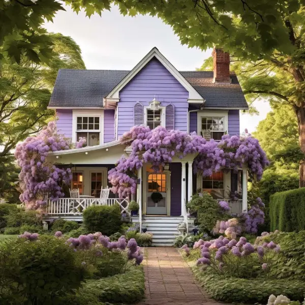 white and lavender exterior